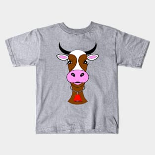 CUTE  Brown Cow Red Bell Cow Lover - Cute Animal Art Kids T-Shirt